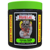 Insane Labz Psycho Sam envase frontal mostrando la marca y sabor Fruit Punch, energía visible