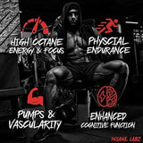 Insane Labz psicotic black comparación de tamaño y 30 porciones por bote
