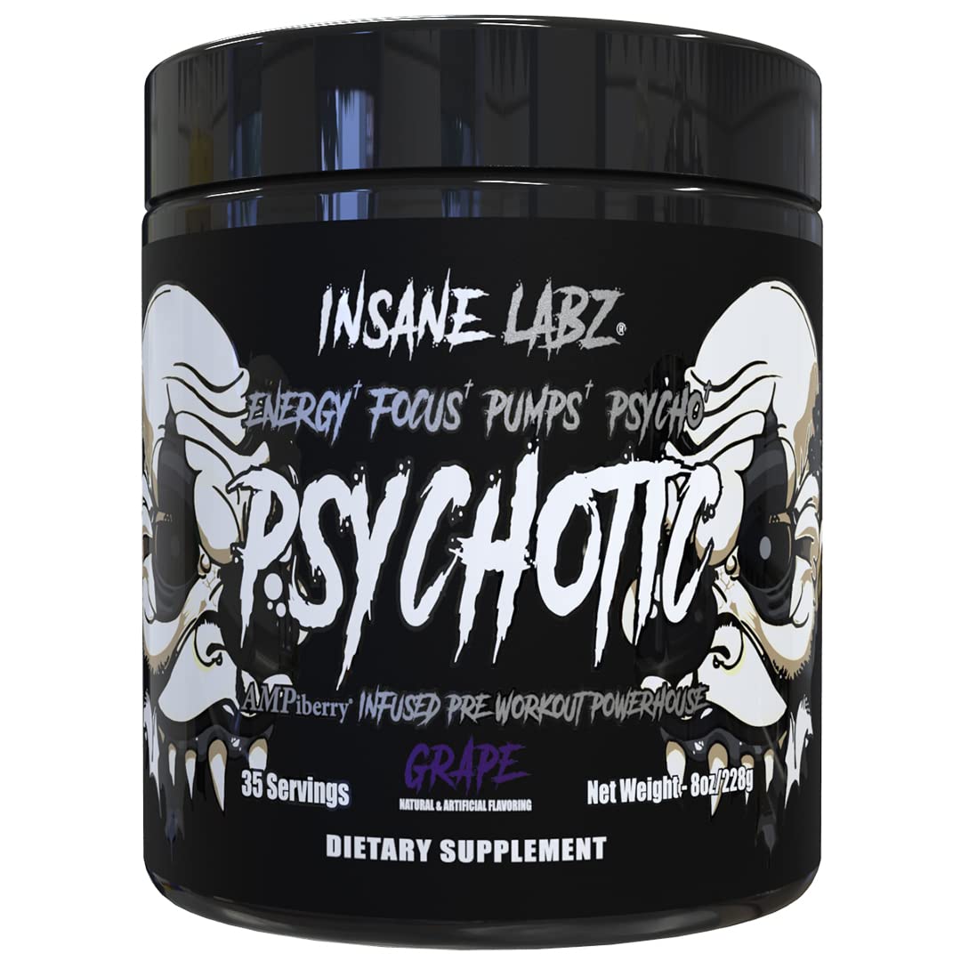 Insane Labz envase frontal psicotic black muestra diseño y 35 servicios