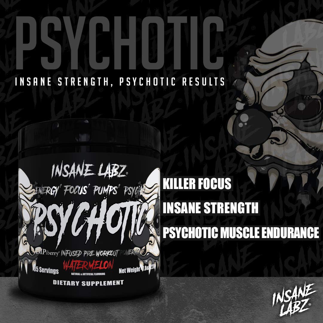 Insane Labz vaso con psicotic black mezclado listo para entrenar