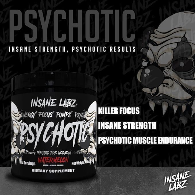 Insane Labz psicotic black bebida preparada mostrando enfoque y rendimiento