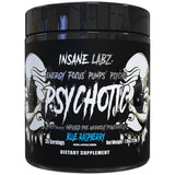 Insane Labz envase frontal Psychotic Black edición Blue Raspberry mostrando el diseño y beneficios