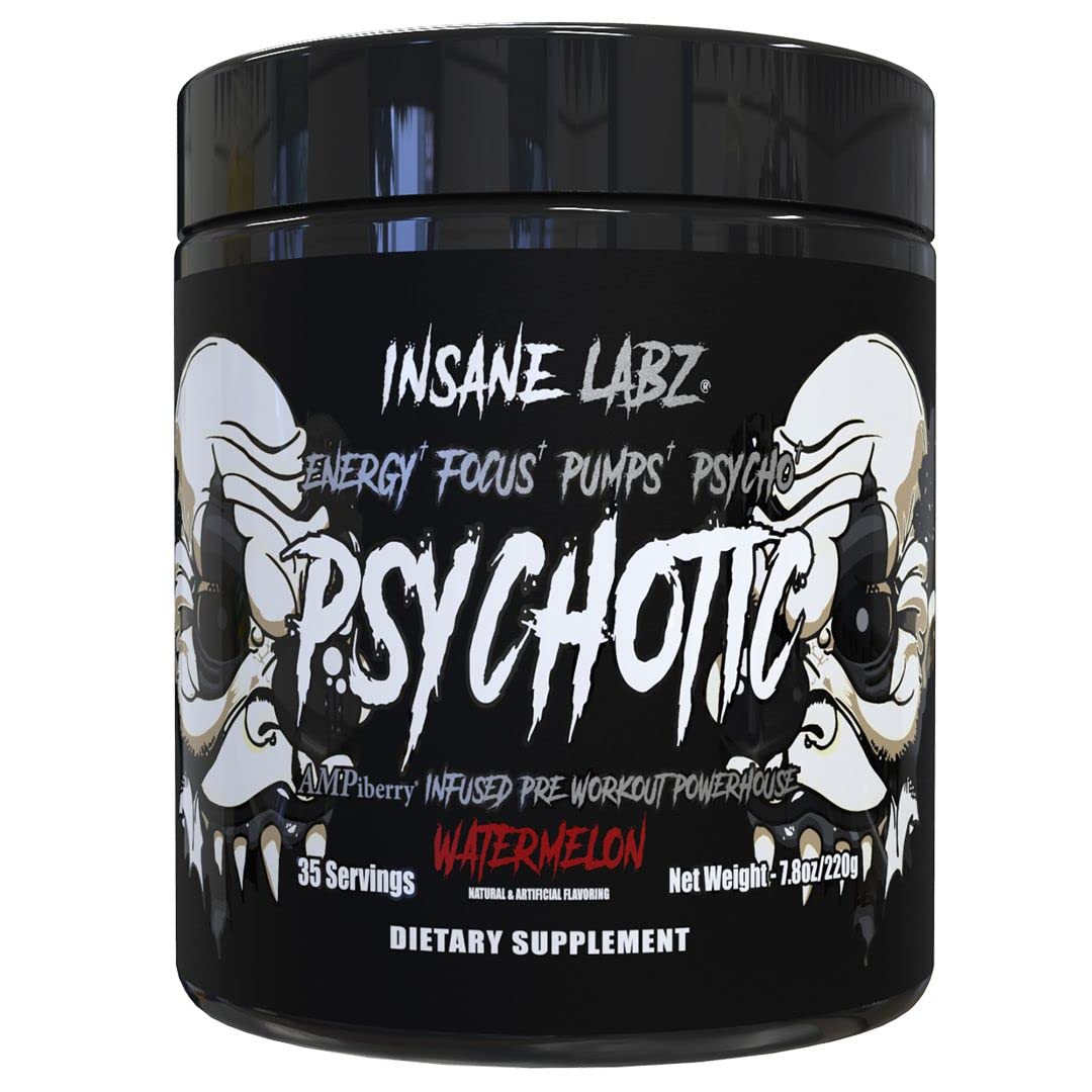 Insane Labz frasco frontal Psychotic BLACK muestra envase y 35 servicios