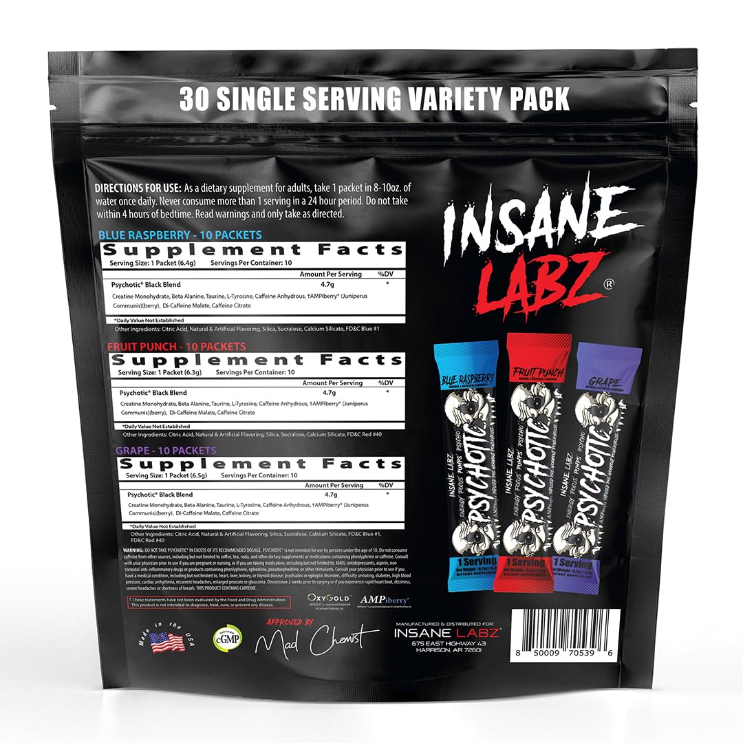 Insane Labz psicotic black textura del polvo resaltando mezcla soluble