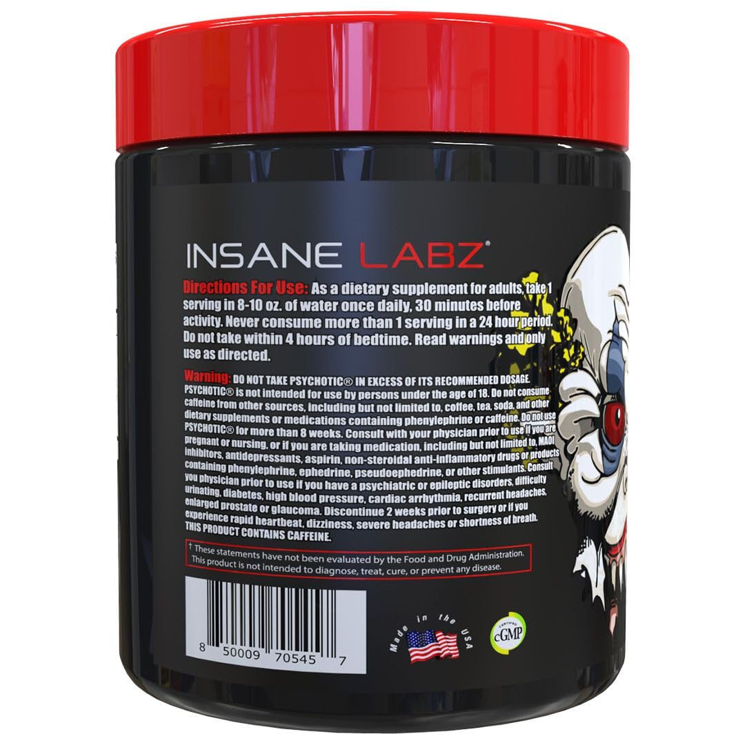 Bebida mezclada Insane Labz Psychotic en vaso lista para entrenar con buen sabor