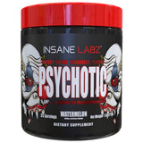 Insane Labz Psychotic vista frontal del envase con sabor sandía, beneficio: energía potente