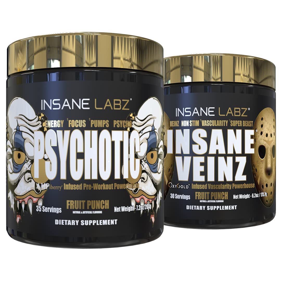 Insane Labz Psychotic GOLD frente del paquete mostrando diseño y sabor Fruit Punch