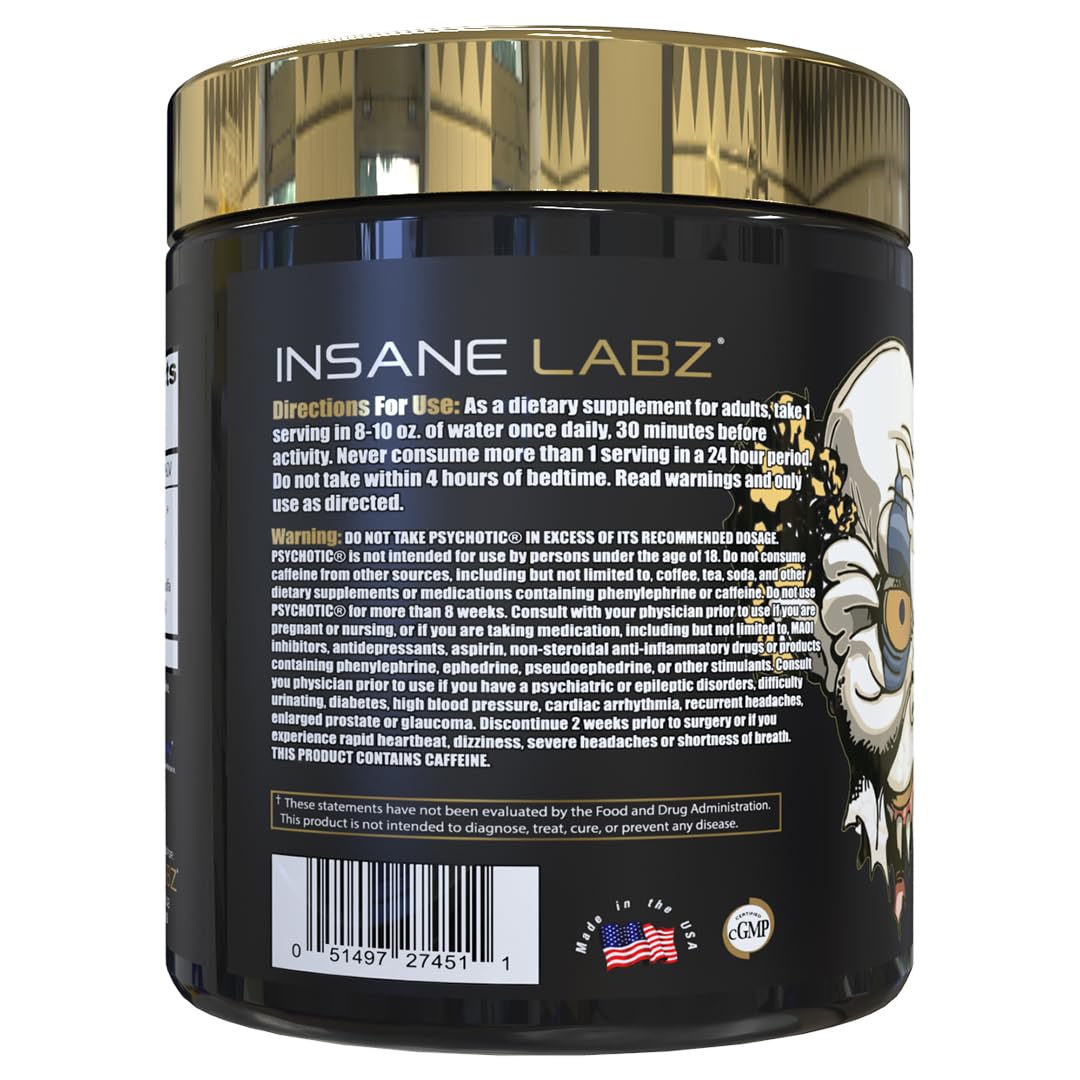 Insane Labz frasco abierto con polvo watermelon preparado para servir energía