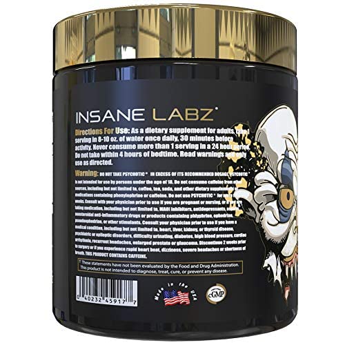 Insane Labz mezcla servida en vaso lista para beber, beneficio energía