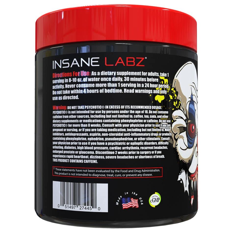 Insane Labz vaso con Psychotic preparado mostrando energía en uso