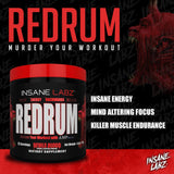 Insane Labz Redrum comparación de tamaño del bote junto a una mano