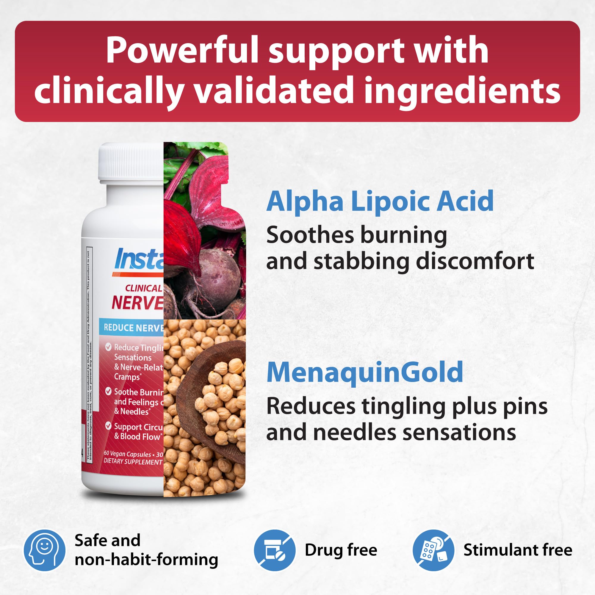Instaflex ingredientes clave visualizados para respaldo de salud nerviosa