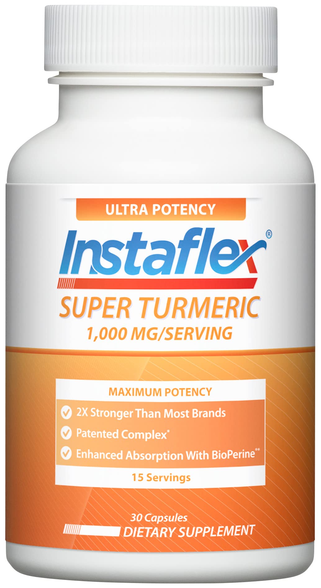 Instaflex Super Turmeric imagen frontal del envase mostrando la marca y dosis beneficiosa