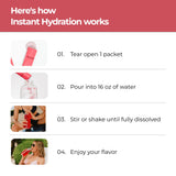 Instant Hydration comparación de tamaño con mano, portable y fácil de llevar