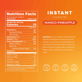 Instant Hydration etiqueta con lista de ingredientes y electrolitos clave
