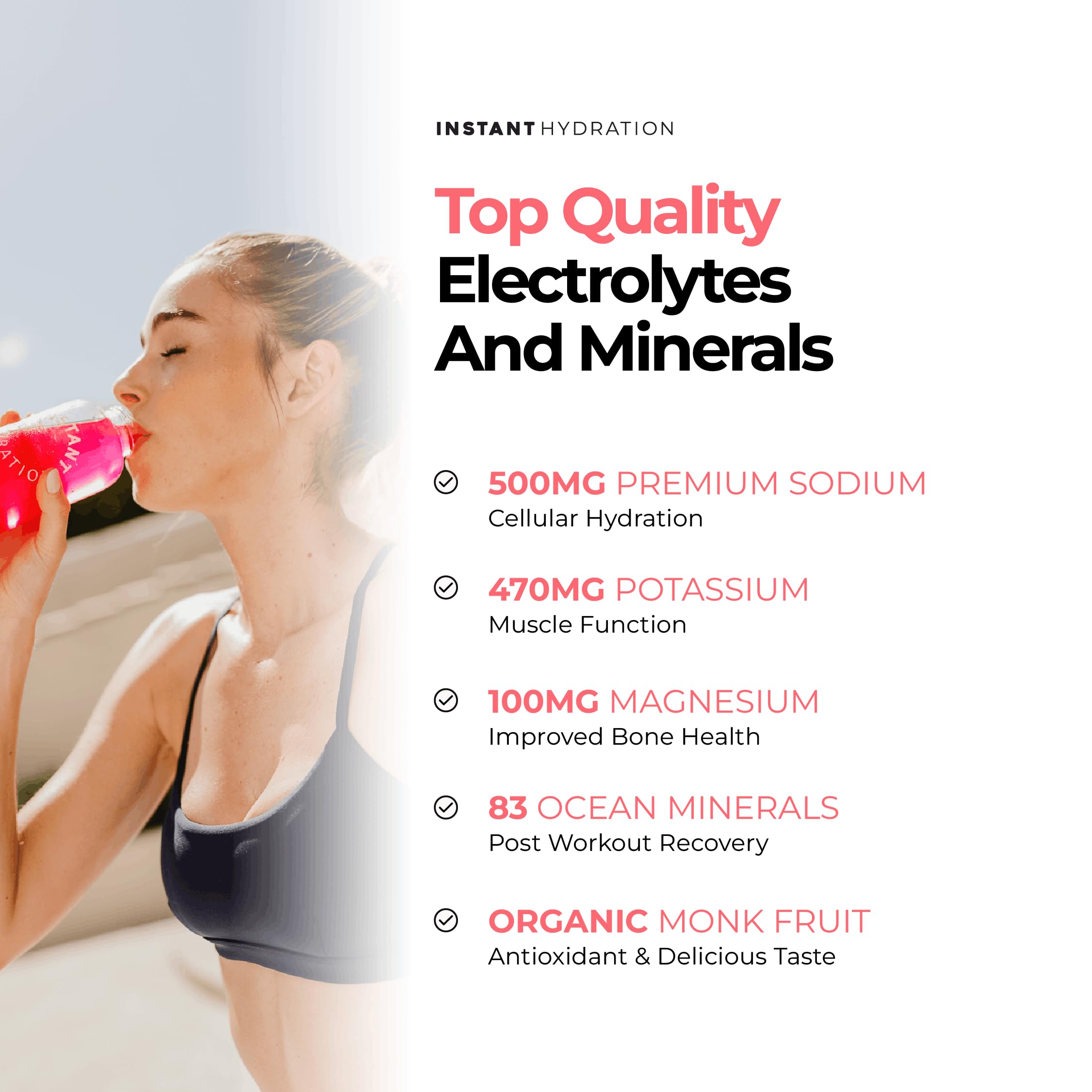 Instant Hydration detalle de sel gris, minerales traza para hidratación celular