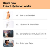 Instant Hydration etiqueta de ingredientes destacando electrolitos y transparencia
