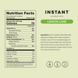 Instant Hydration etiqueta de ingredientes, beneficio transparencia y minerales listados