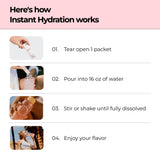 Instant Hydration etiqueta nutricional visible con electrolitos 1220 mg