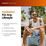 Instant Hydration ilustración de mango y piña que sugiere sabor natural