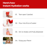 Instant Hydration etiqueta con lista de ingredientes y perfil de electrolitos