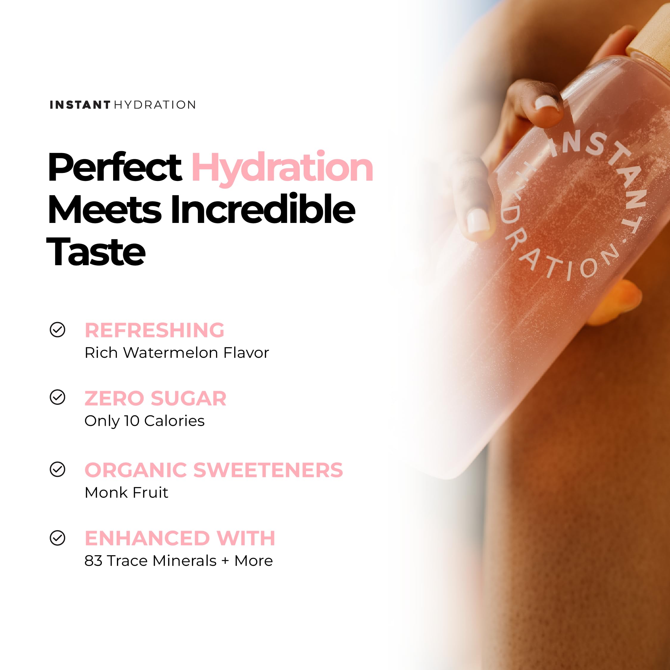 Instant Hydration polvo en primer plano mostrando textura fina y mezcla mineral