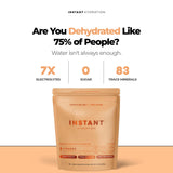 Instant Hydration sobre abierto con polvo naranja y beneficio de dosificación precisa