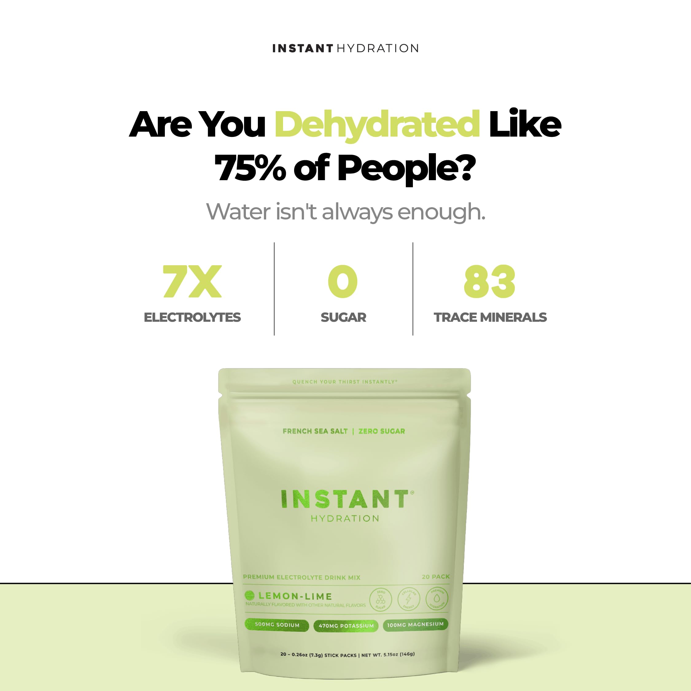 Instant Hydration sobre abierto con polvo, beneficio mezcla rápida sin grumos