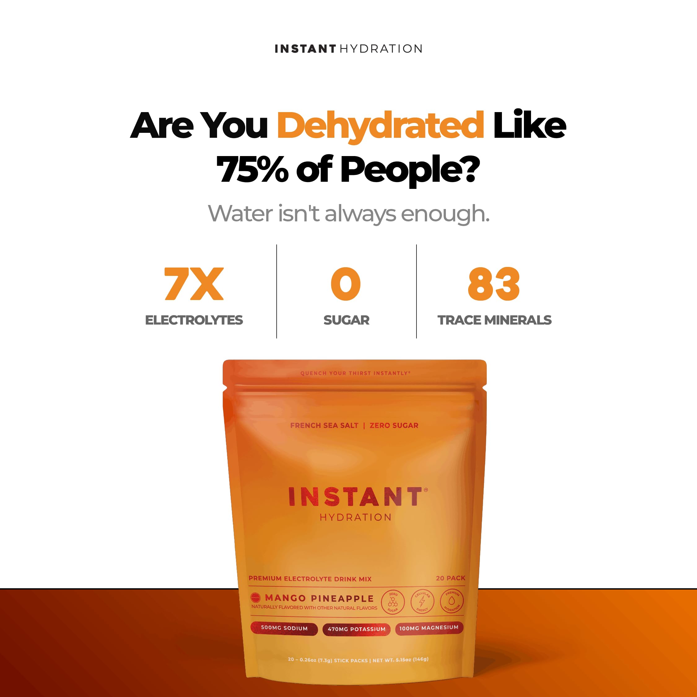 Instant Hydration sobre individual listo para llevar y preparar rápidamente
