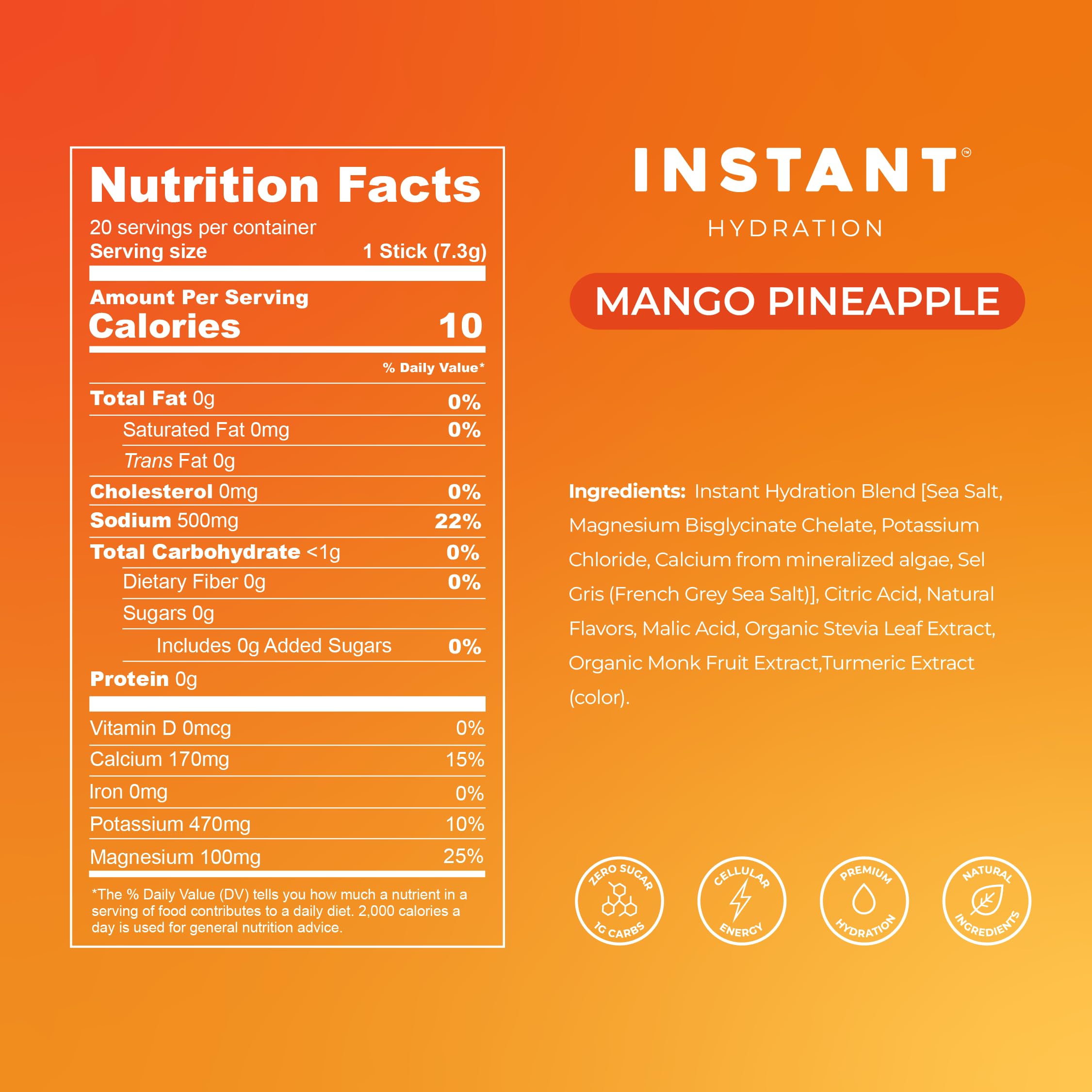 Instant Hydration manos sosteniendo sobre para uso en movimiento y conveniencia