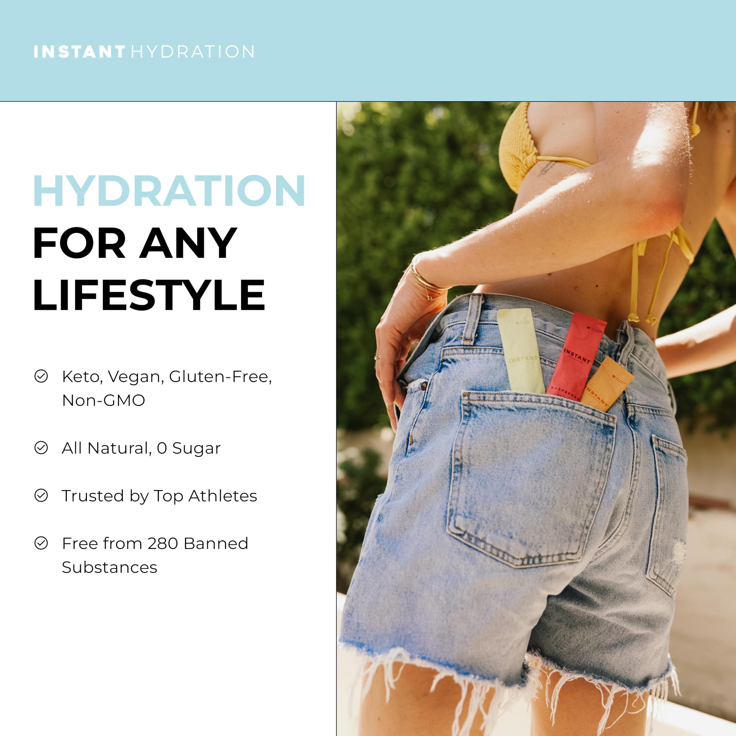 Instant Hydration primer plano del polvo para ver textura y disolución rápida