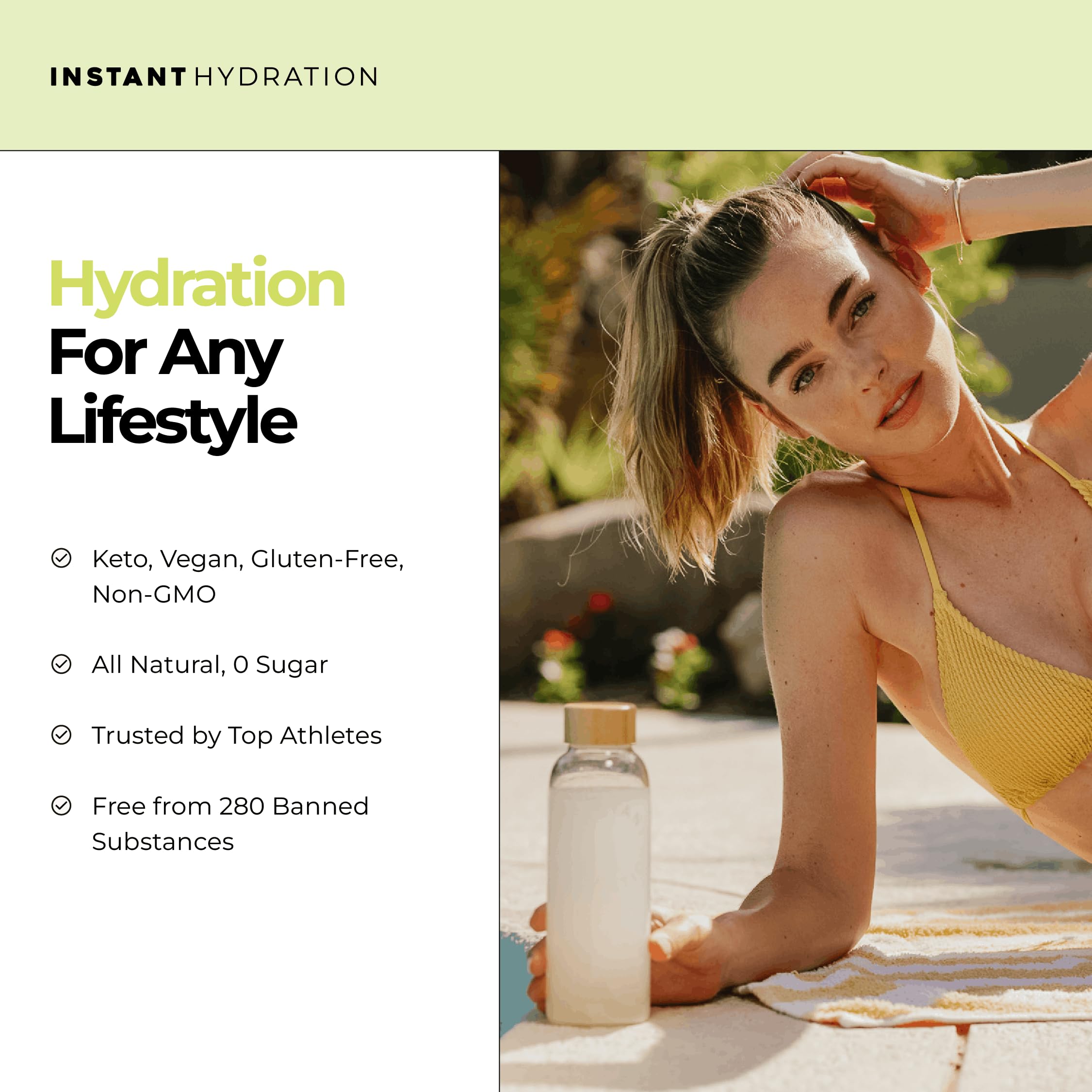 Instant Hydration uso tras entrenamiento con toalla, beneficio recuperación rápida