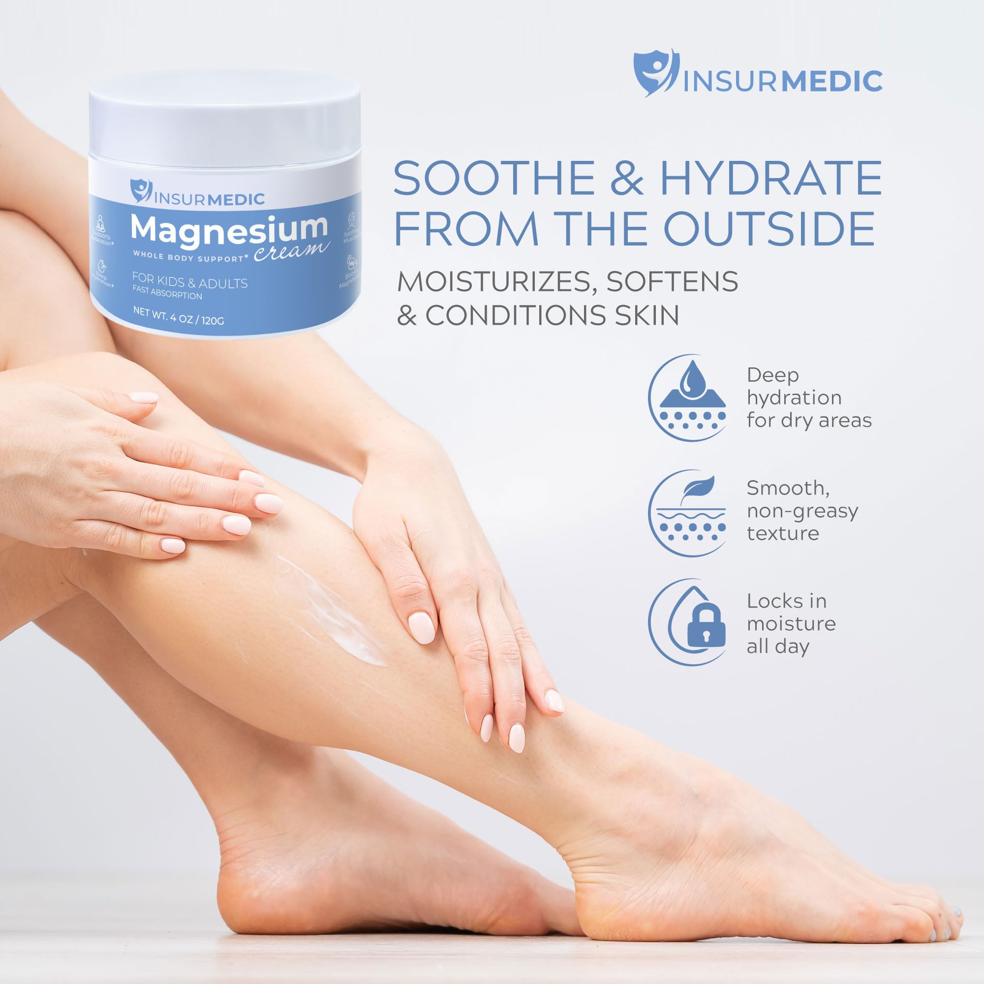 InsurMedic textura cremosa en la piel para rápida absorción y no grasa