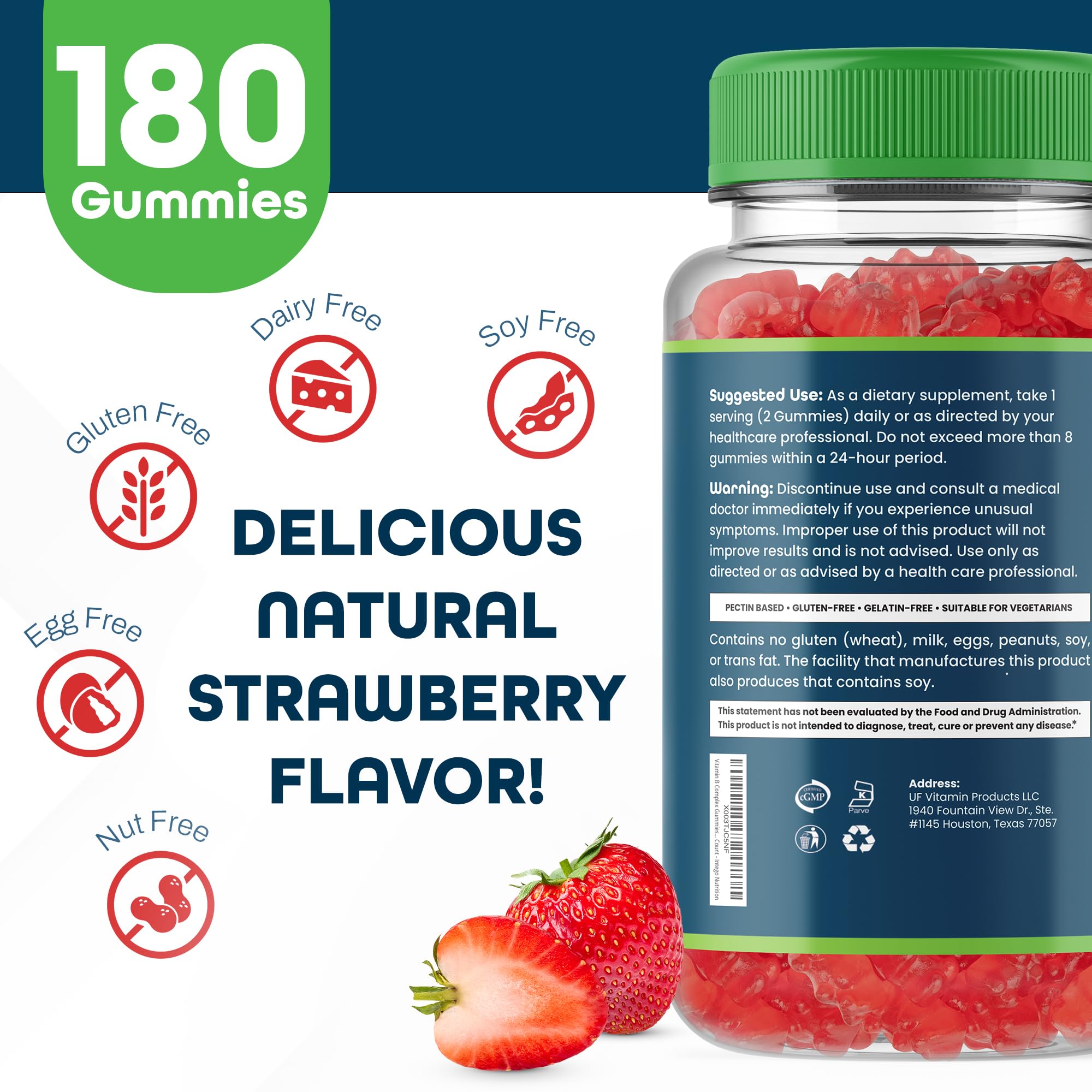 INTEGO NUTRITION frasco abierto con 180 gomitas indica suministro prolongado