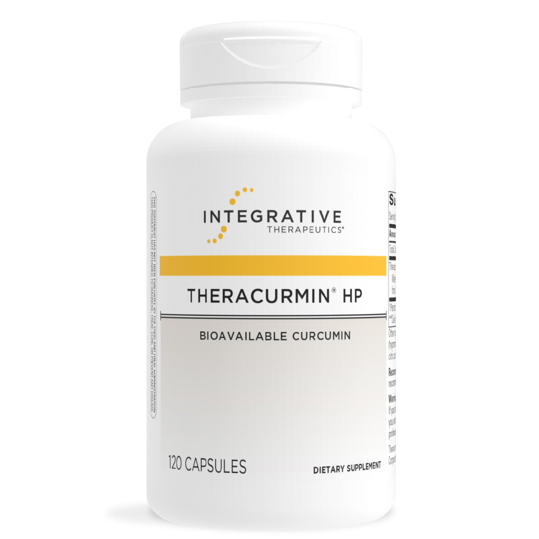 Integrative Therapeutics Theracurmin HP frente del envase mostrando formato beneficios