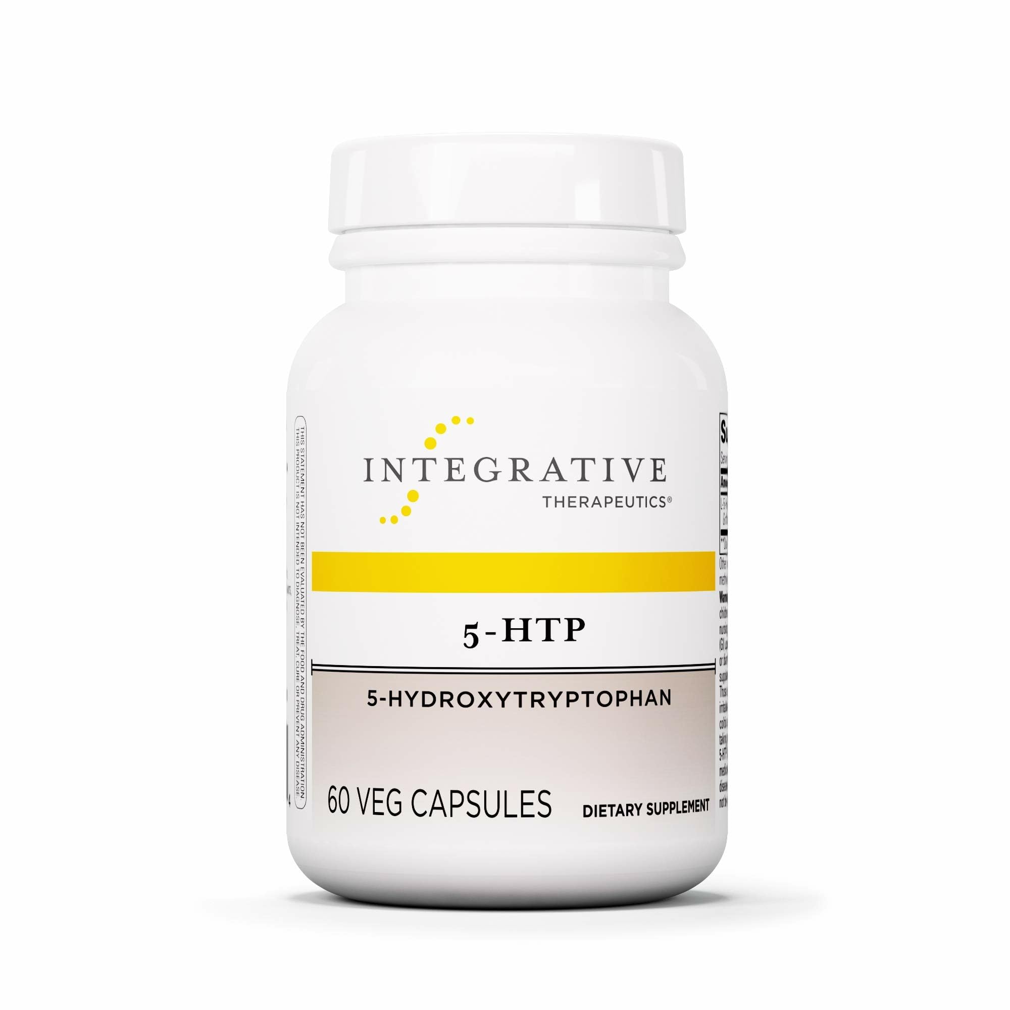 Integrative Therapeutics 5‑HTP frasco frontal mostrando etiqueta y beneficio de apoyo nutricional
