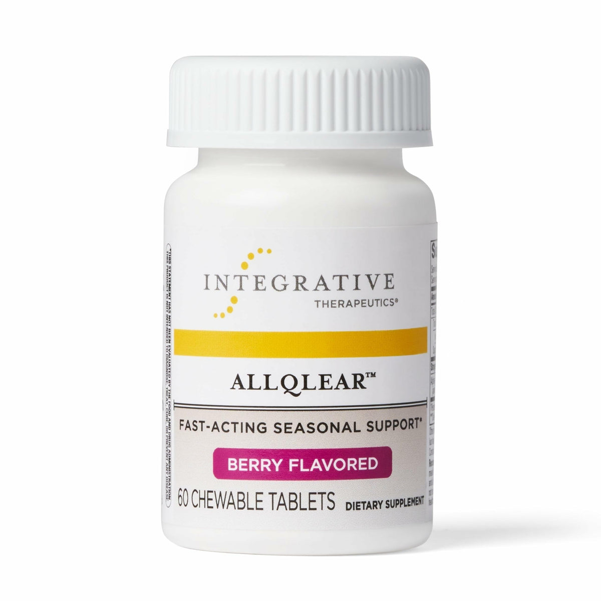 Integrative Therapeutics envase AllQlear frente mostrando diseño y beneficios rápidos