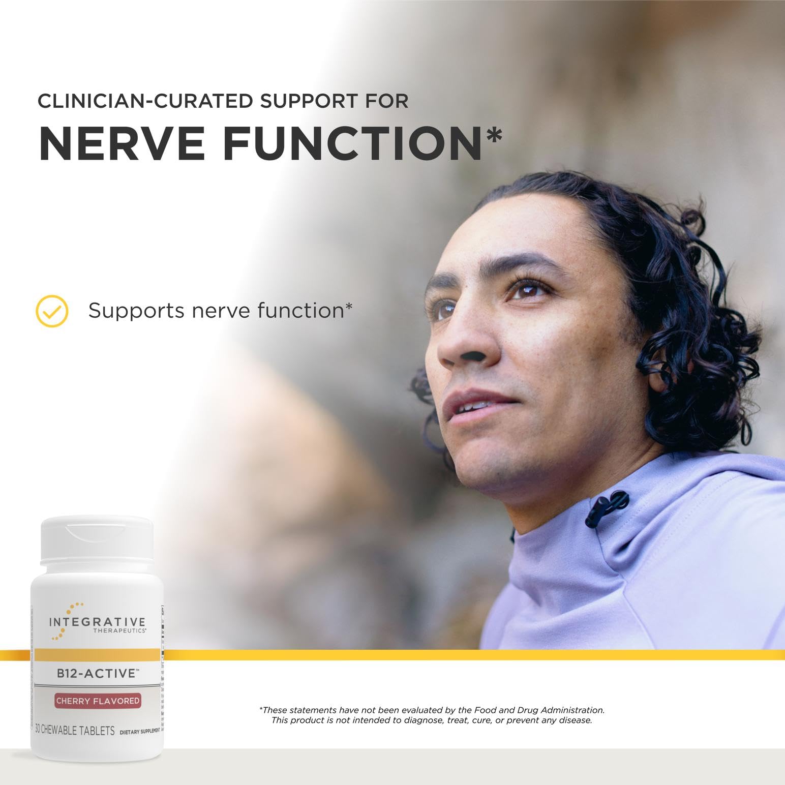 Integrative Therapeutics vista lateral del frasco resaltando tamaño práctico