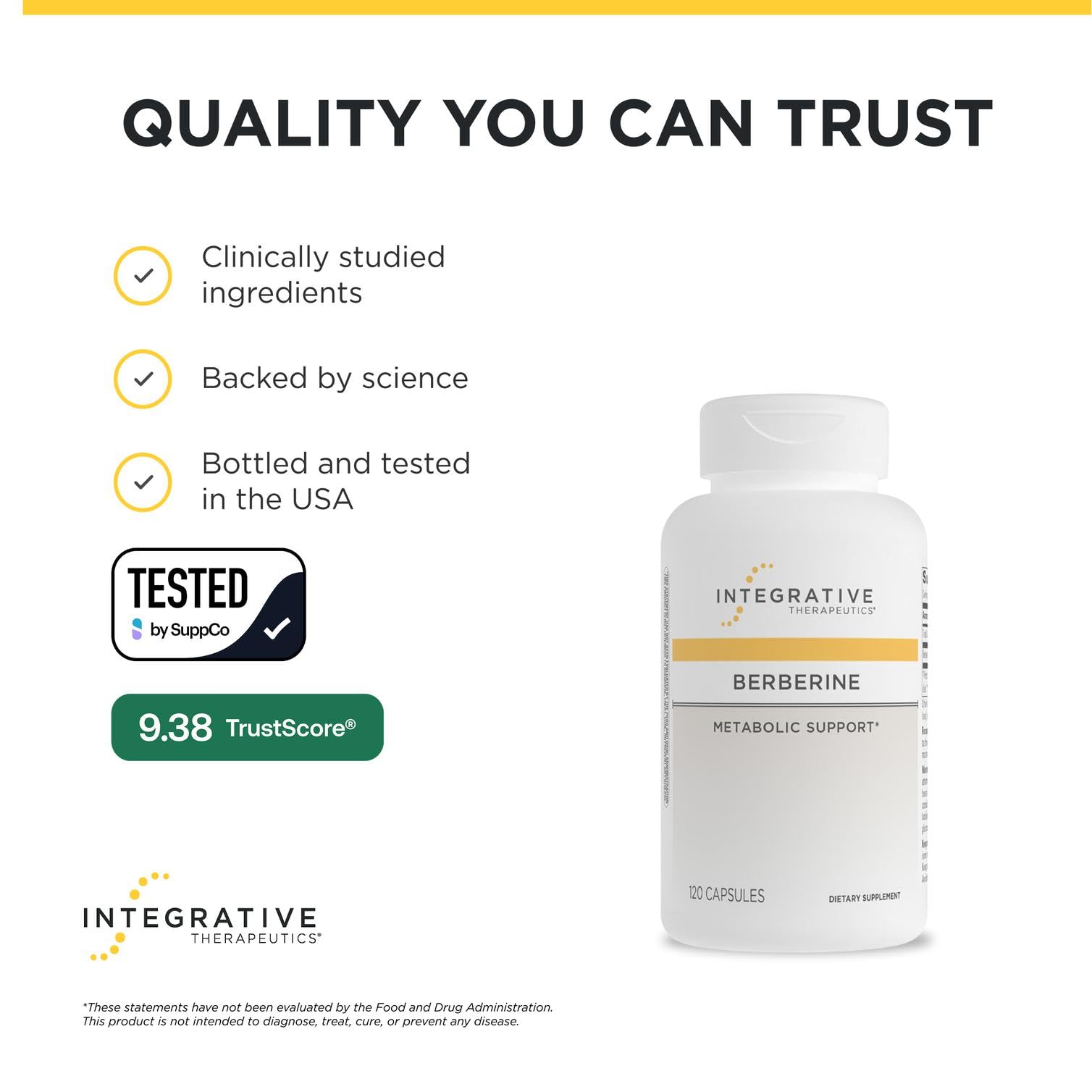 Integrative Therapeutics etiqueta con información de ingredientes y pruebas