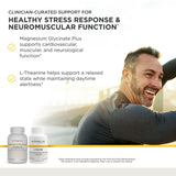Integrative Therapeutics detalle de la botella de L-Theanine mostrando el sello de calidad