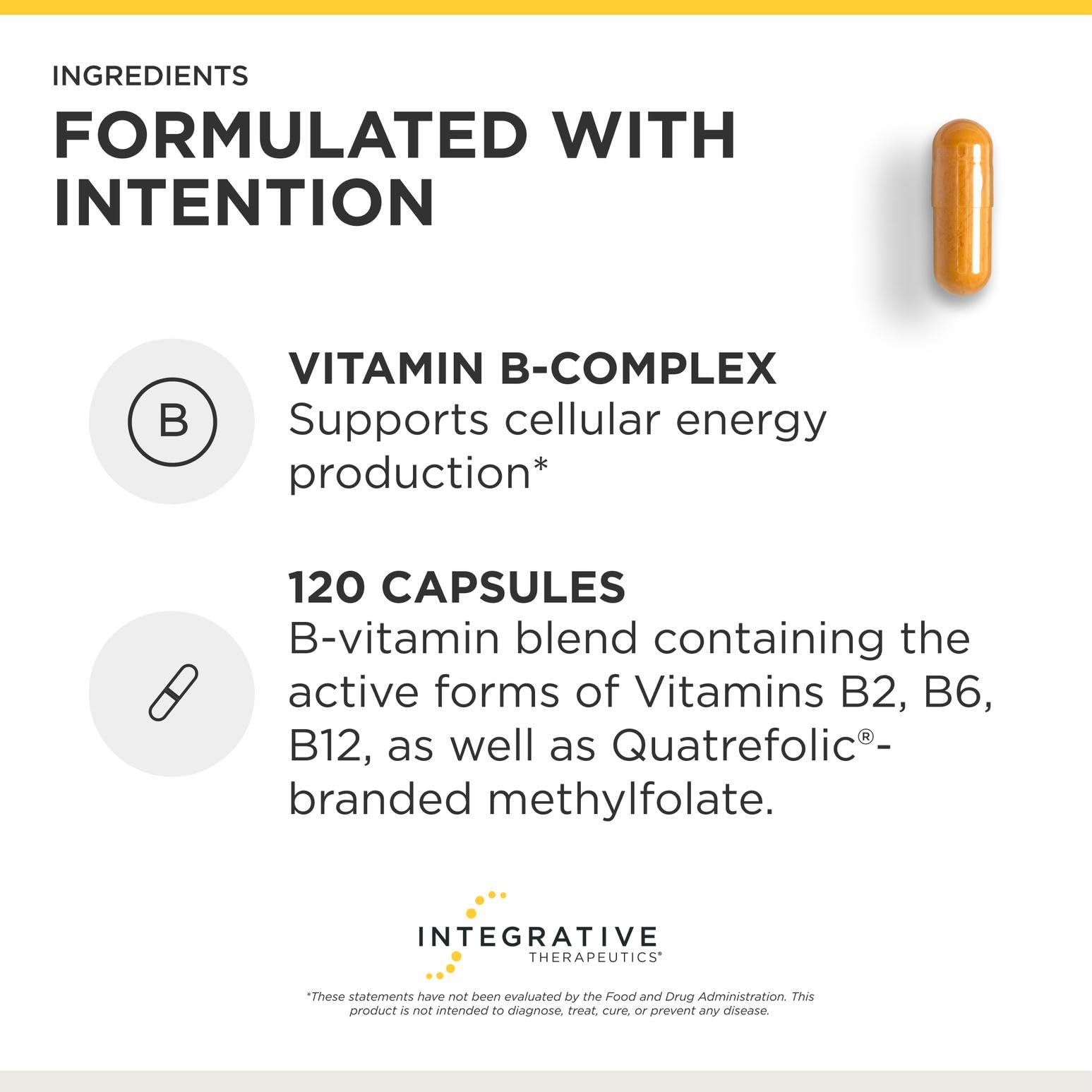 Integrative Therapeutics primera cápsula macro mostrando forma y color