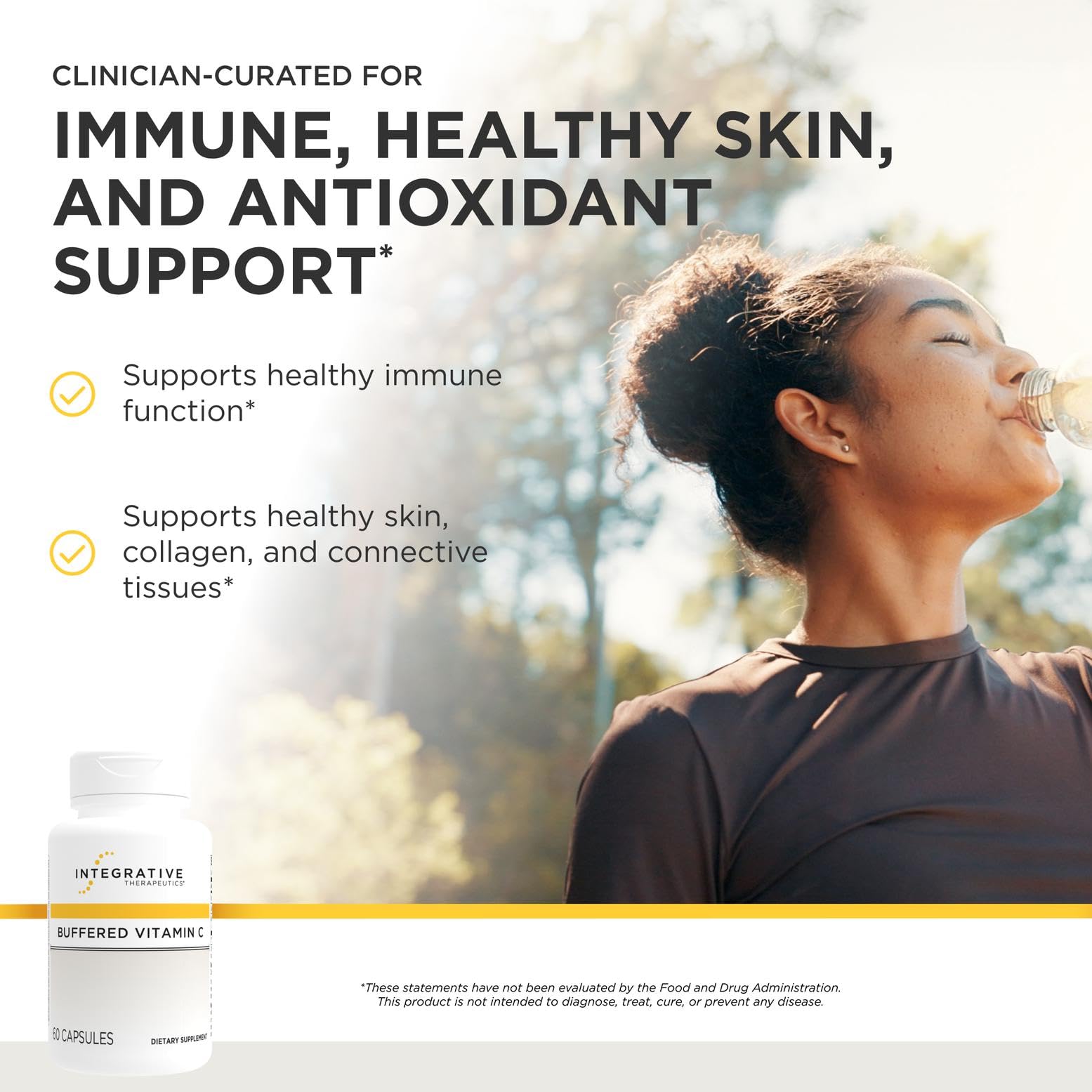 Integrative Therapeutics cápsula en mano indicando 1,000 mg y fácil ingestión