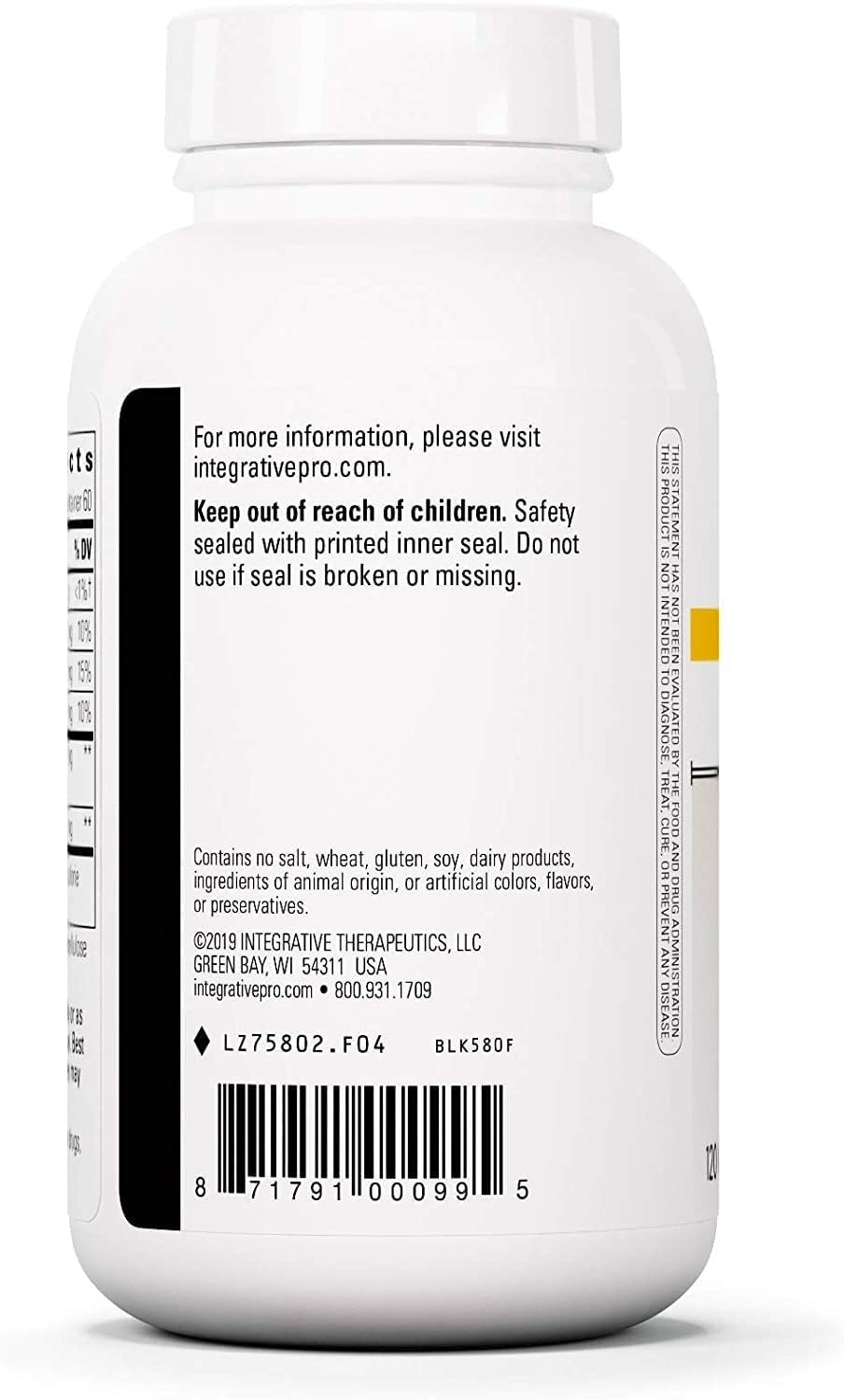 Integrative Therapeutics primer plano de cápsula que muestra su textura vegana