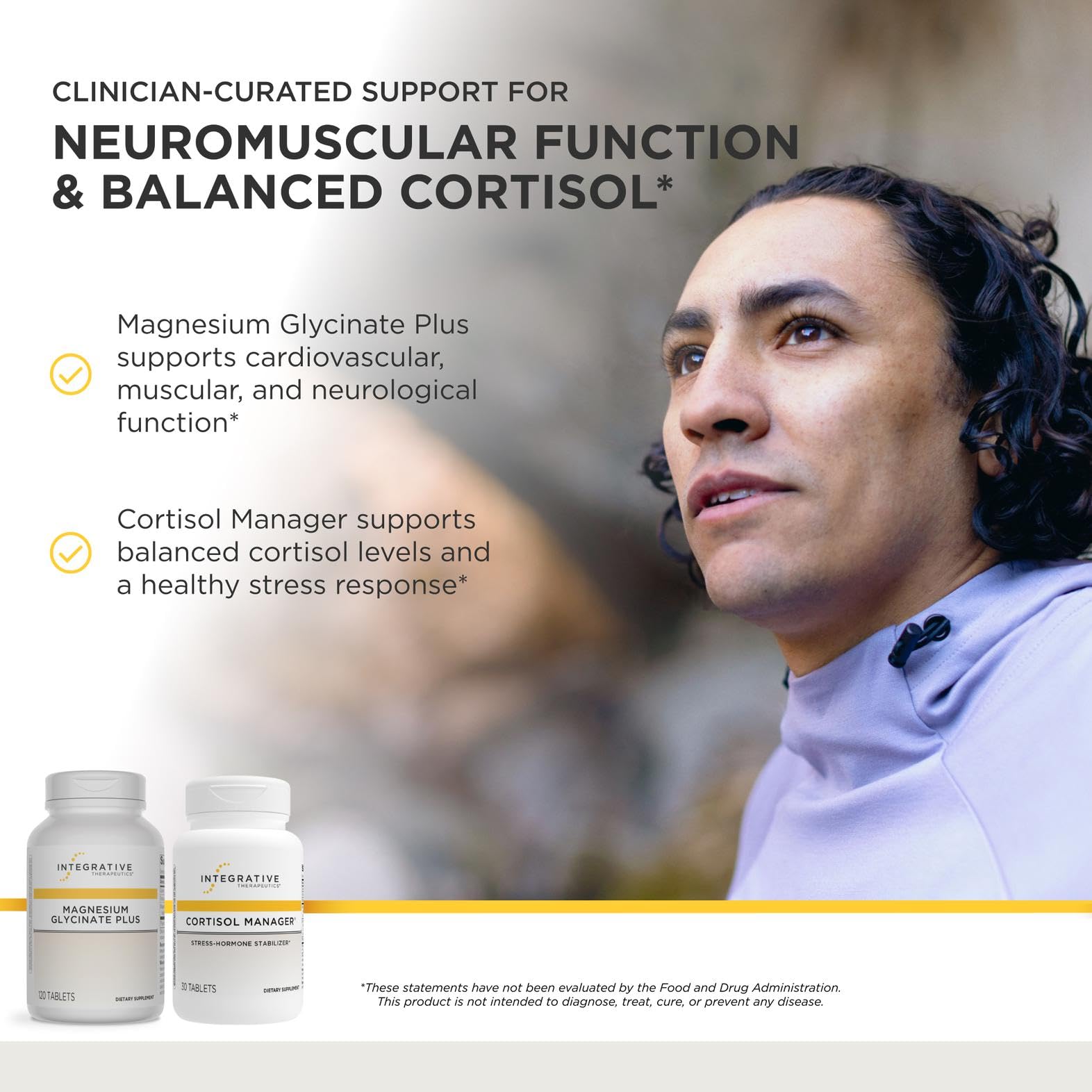 Integrative Therapeutics Cortisol Manager etiqueta y ingredientes clave resaltados