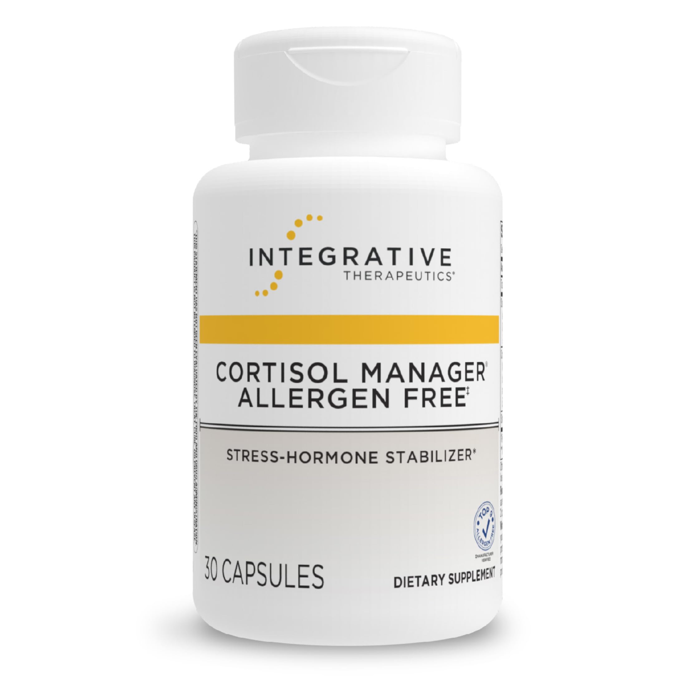 Integrative Therapeutics envase frontal mostrando nombre y beneficio de equilibrio del cortisol