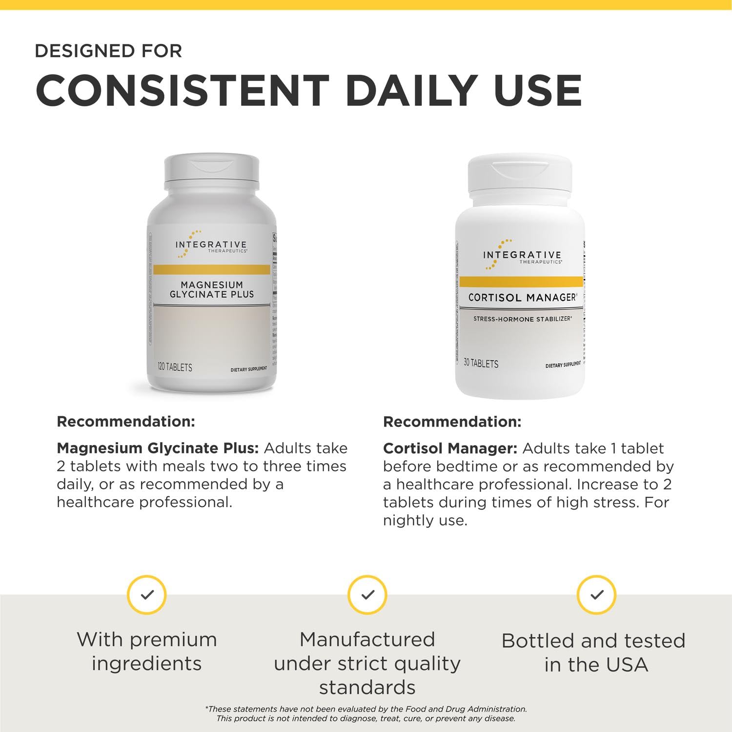 Integrative Therapeutics comparación de tamaño de las botellas para referencia