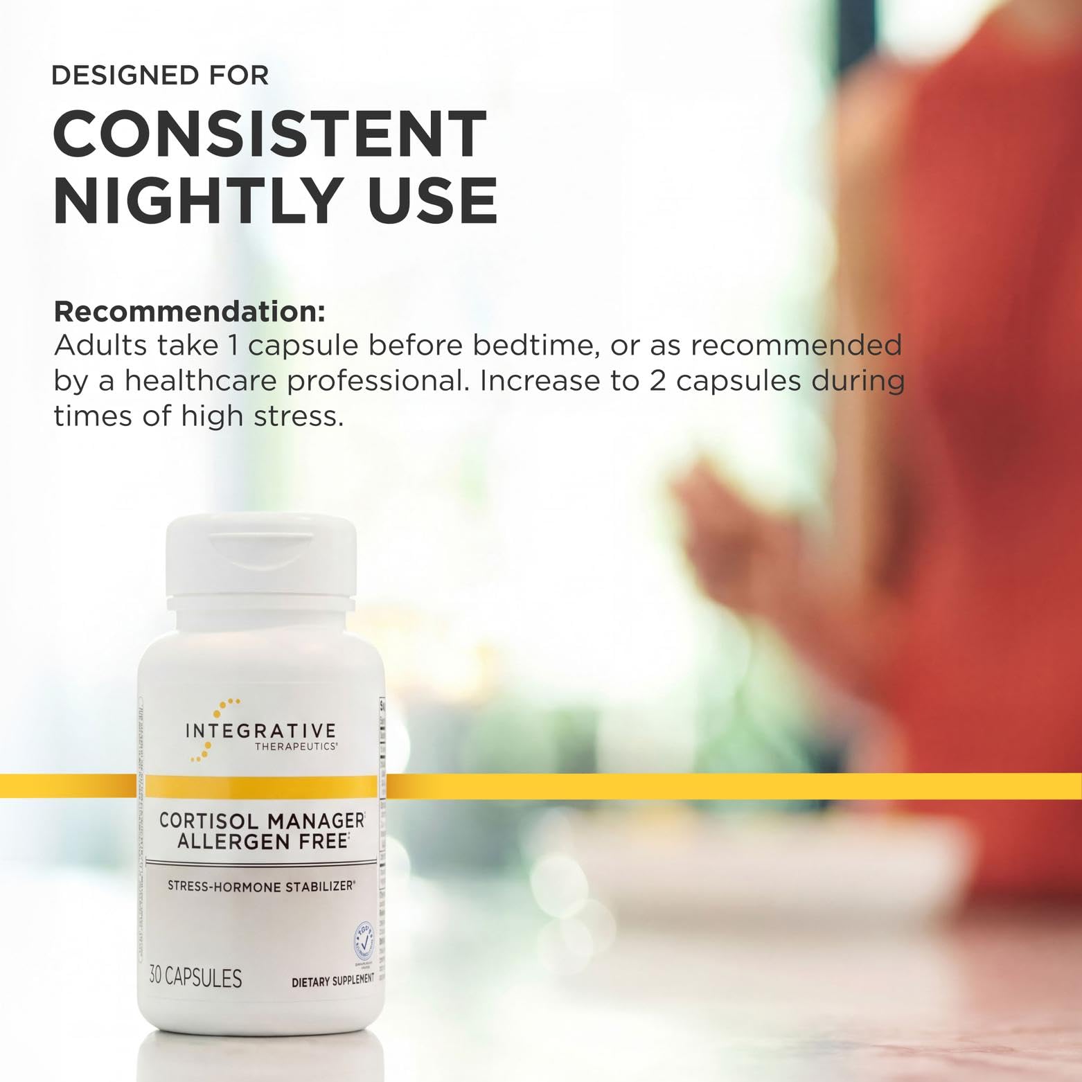 Integrative Therapeutics suplemento en mesa de relax mostrando estilo de vida equilibrado