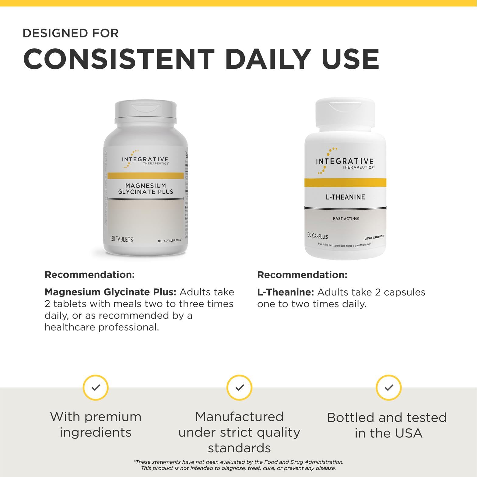 Integrative Therapeutics etiqueta con información nutricional para tranquilidad del usuario