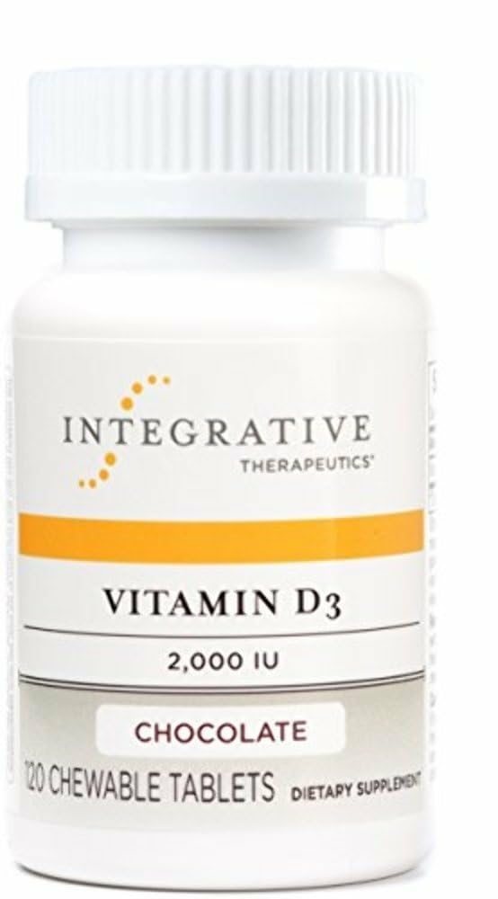 Integrative Therapeutics frasco delante mostrando etiqueta y beneficio de suplementar vitamina D
