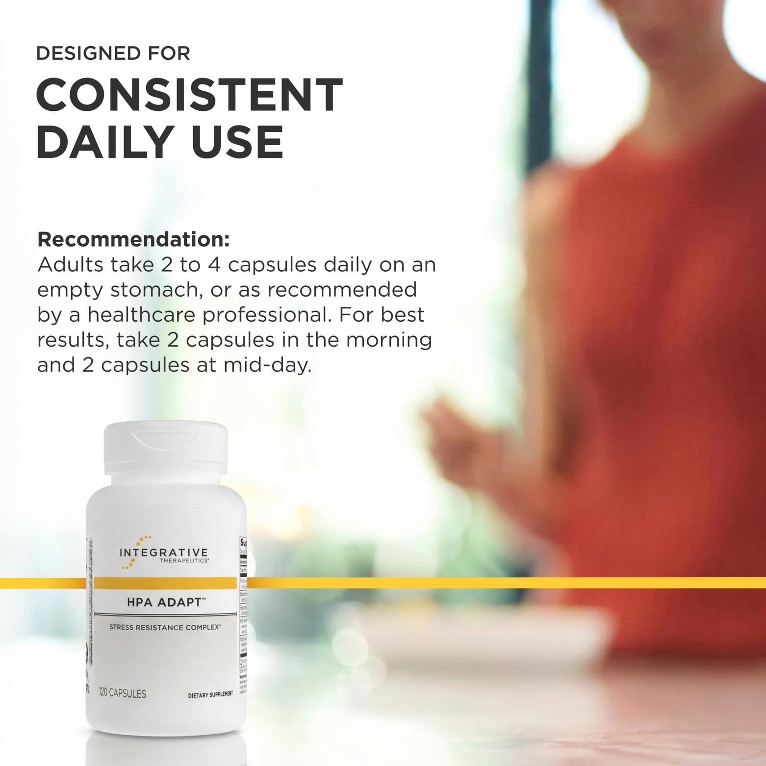 Integrative Therapeutics frasco en escritorio demostrando apoyo al trabajo mental